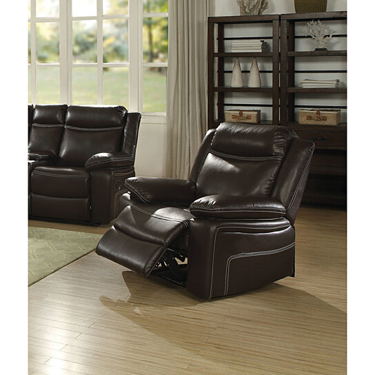 Saltoro Sherpi Contemporary Style Metal and Leatherette Recliner